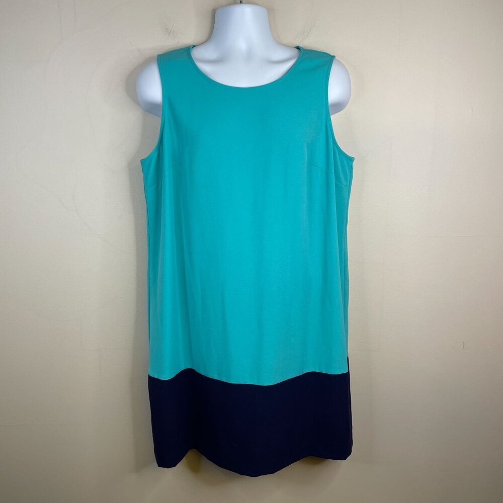 41 Hawthorn Sleeveless Shift Dress Size XL Green Blue Colorblock Career Stretch